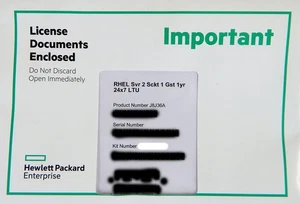 HPE Enterprise RHEL 2 Sckt 1 Gst 1yr 24x7 LTU J8J36A - Picture 1 of 1