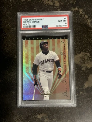 1995 Leaf Limited Barry Bonds Gold #4 PSA 8 Pop 6 - Image 1 of 2