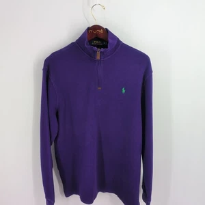 Polo Ralph Lauren Quarter Zip Stand Collared Pullover Sweatshirt Purple Size M - Picture 1 of 8