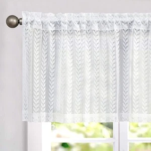 Lace Sheer Valances for Windows Kitchen Curtains Embroidered Leaf Valance for... - Picture 1 of 8