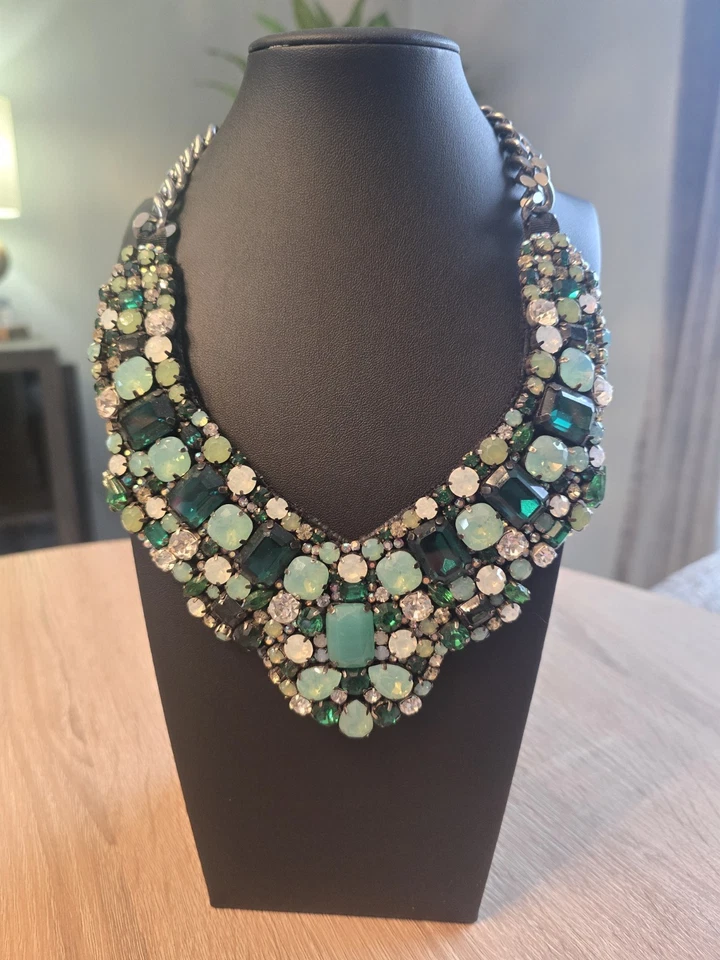 Collar Oneofakind Hecho en ITALIA Azul/Verde Cristal Swarovski Distintivo Foto 1 de 4