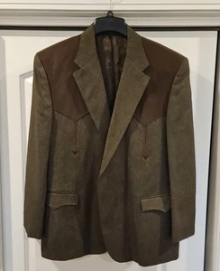 Circle S Coat Mens 50R Dallas Micro Suede Blazer Western Cowboy Tan - Picture 1 of 12