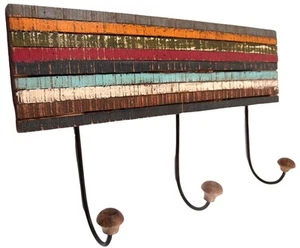 Garderobenleiste, Vintage Hakenleiste multicolor, Kleiderhaken - 25*39*8 cm - Bild 1 von 2