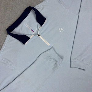 Suéter deportivo de golf Rhoback con cremallera de cuarto para hombre XXL 2XL azul a rayas - Imagen 1 de 15