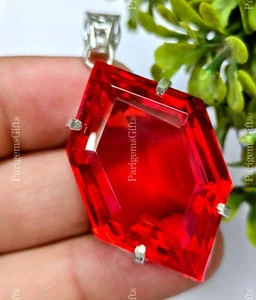Best Quality 100+ Ct Red Topaz German Silver Solitaire Fancy Cut Gemstone - Picture 1 of 5