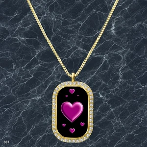 New Colorful Hearts Pendant Necklace Picture Design Beautiful Gold Tone Pure - Picture 1 of 4