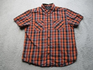 Harley-Davidson Shirt Mens XL Orange Black Plaid Short Sleeve Back Graphic Logo - Picture 1 of 6