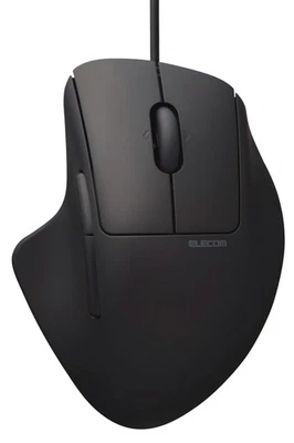 ELECOM Mouse SHELLPHA Wired Quiet 5 Buttons + Tilt M Size Antibacterial Black - Image 1 of 4