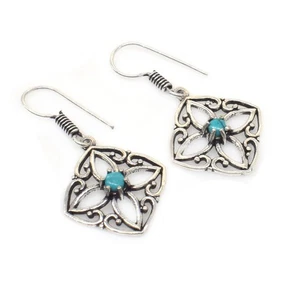 Türkis schöner Edelstein Modeschmuck Ohrring 1 h808 - Bild 1 von 5
