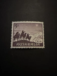 Australia 1959 pre-decimal Navidad 5d púrpura MUH sin WMK - Imagen 1 de 2