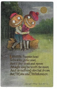 Taylor Art Co. Halloween Postkarte "Little Willie Kürbiskopf..." - Bild 1 von 2
