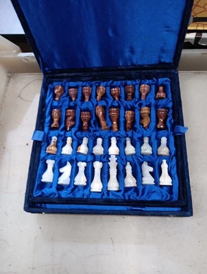 Juego de Ajedrez 12" Verde/Ceniza Blanco Ónix/Mármol Hecho a Mano con Estuche de Madera ¡NUEVO! Foto 1 de 2