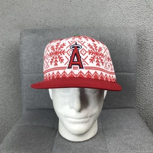 Los Angeles Angels Hat Cap Snap Back Red White MLB Baseball Ugly Sweater Mens - Picture 1 of 11