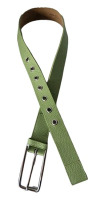 Cinto TANNER Feito na Itália Couro Verde Kelly Tamanho P Prata Gbel Fivela Itália - Imagem 1 de 4