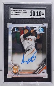 2019 Bowman Chrome Alexander Canario #CPA-AC 1st Bowman Auto SGC 10 10 Pirates - Picture 1 of 2