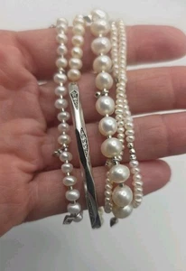 Juego de 5 brazaletes con cuentas Kendra Scott Supak tono plata con hebras de perlas - Imagen 1 de 6