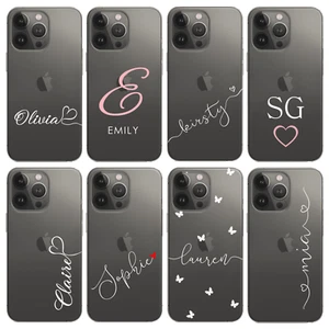 Personalisierte Handyhülle Klar Name Weich Silikon Cover für iPhone 13 12 11 15 14 - Bild 1 von 18