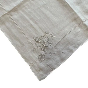 Handkerchief White Hankie Floral Flowers Square 11.75x12.25” - Picture 1 of 4