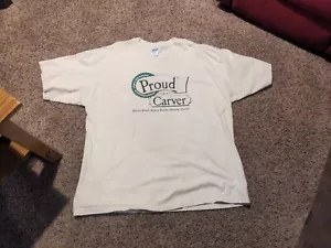 Woodcarving Illustrated T-shirt XXL Cream Off White 100% Cotton Proud Carver - Picture 1 of 5