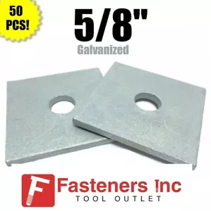 (Qty 50) 5/8" x 3" x 1/4" Thick (Approx) Square Bearing Plate Washer Galvanized - Picture 1 of 3