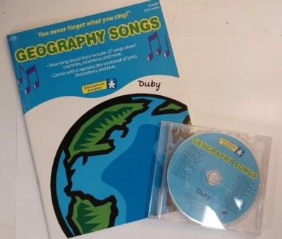 CD y libro de canciones de geografía continentes países Estados Unidos mundo educación en el hogar habilidades de memoria Foto 1 de 4