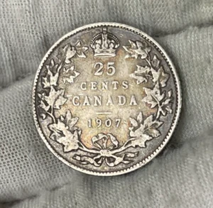 1907 Canada 25 Cents Silver Coin High Value - Picture 1 of 6