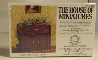 老式 House Of Miniatures HUTCH CABINET 40003 娃娃家具套件全新密封 — 第 1/4 张图片