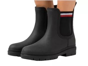 Tommy Hilfiger Bota de Lluvia Tobillo Elástica Talla UK 4 Botas de Goma Nuevas - Imagen 1 de 12