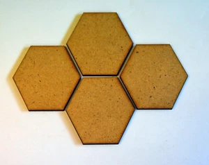 30 x 3mm MDF Wargame D&D Hexagon bases 20-25-30-32-35-40-50-60mm Flat Edge Size - Picture 1 of 3