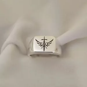 Anillo de sello de plata 925 Legend of Zelda para hombre joyería perfecta regalo para jugadores - Imagen 1 de 9