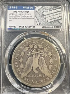 1878-S Long Nock Morgan Dollar Pcgs Vg08 Long Arrow Shaft Vam 56 Vss Top 💯 - Picture 1 of 5