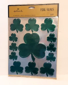 Vintage 60er 70er Aufkleber Punze St. Patrick’s Day Metallic NEU 4 Blatt Foliensiegel - Bild 1 von 5
