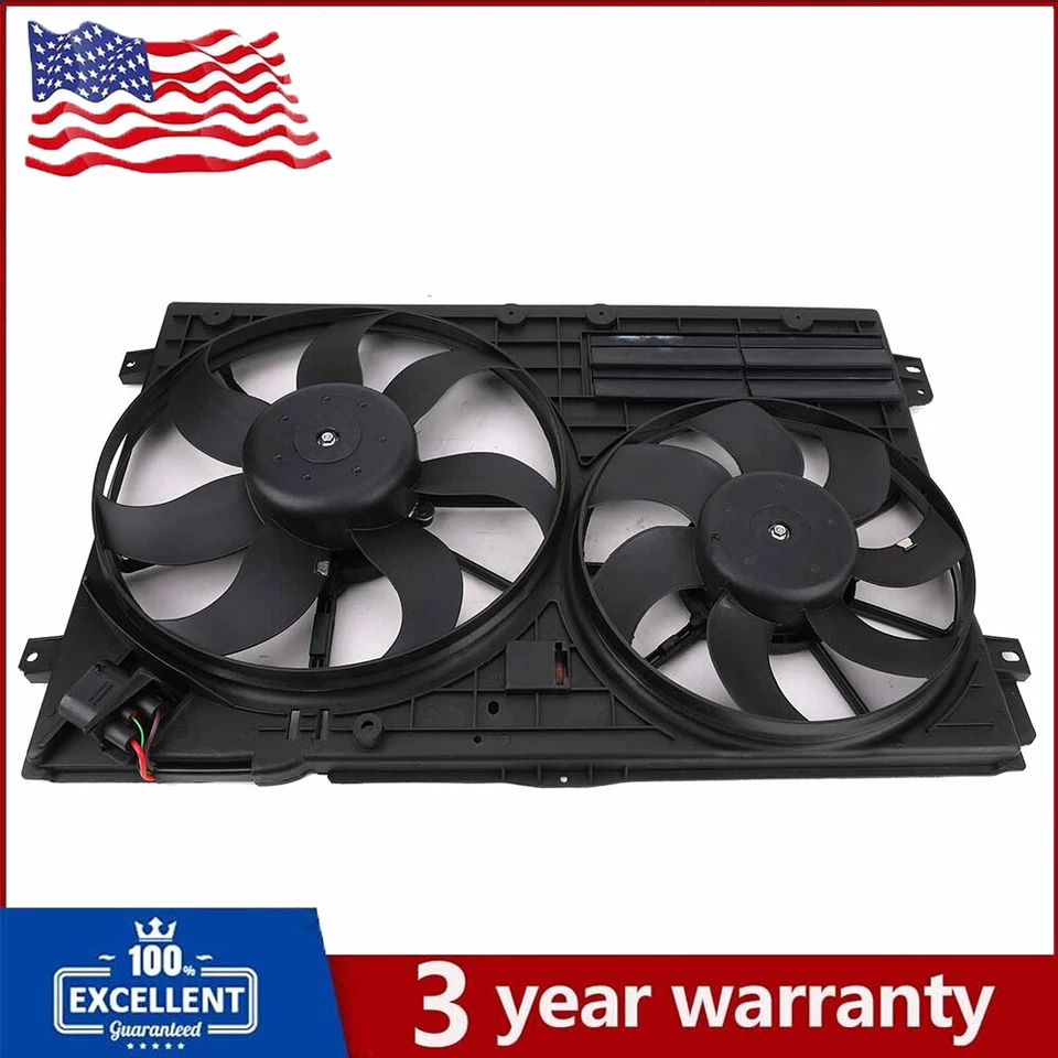 For Volkswagen Tiguan Radiator Fan 2009-2016 Dual Fan w/ Louver Type VW3117106 - Image 1 of 4