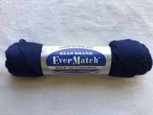 New Skein Bear Brand EverMatch Wool Sock & Fingering Yarn 1 oz 3 ply Royal Blue - Picture 1 of 2