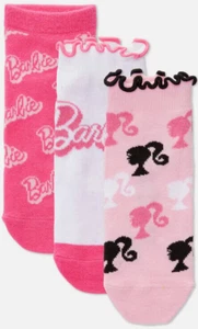 BARBIE 3PK GIRLS TRAINER ANKLE SOCKS LICENSED PRIMARK AGES 2-11+ YEARS - Picture 1 of 2
