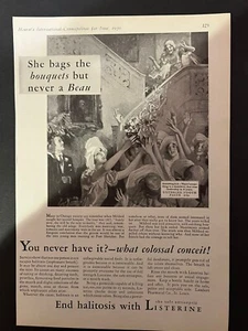 Vtg 1930s AD Listerine Antiseptic Mouthwash End Halitosis w/ Listerine! - Picture 1 of 3