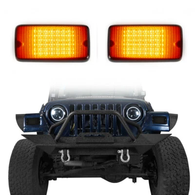 Par de luces intermitentes LED delanteras con DRL blanco para Jeep Wrangler TJ 1997-2006 Foto 1 de 4