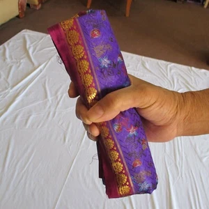 NEW PURPLE MAGENTA Gold PURE SILK PATOAL Sari DECENT FABRIC Superb SAREE Panel  - Picture 1 of 7