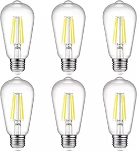 Ascher Vintage LED Edison Bulbs, 6 Count (Pack of 1), 4000K Daylight White - Picture 1 of 8