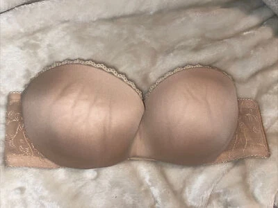 Sujetador sin tirantes Lily Of France 34B Gel Touch 2111121 marfil malla ribete elevación bonito Foto 1 de 4