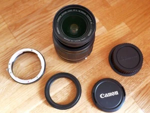 Objektiv Canon EF-S 18-55 + Umkehrring Makro Retro-Adapter + Schutzring 58 mm - Bild 1 von 5