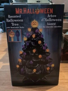 Mr Halloween Haunted Tree Ceramic Black 14" Pumpkin LED Lighted Mr Christmas NEW - Picture 1 of 2