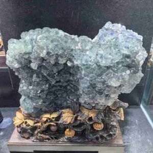 155LB Rare Natural Blue + Green Fluorite Quartz Crystal Cube Cluster Mineral - Imagen 1 de 16