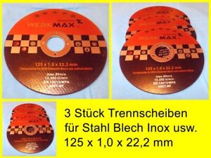 xahe83  WERKMAX  3 Stk  Trennscheiben  Metall  INOX   125 x 1,0 x 22,22 mm