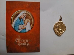 Vintage Christmas baby Jesus medallion LEO XXIII Sacred Heart gift carded - Picture 1 of 4