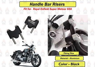 Mango de aluminio negro "Bar Riser apto para Royal Enfield Super Meteor 650" Foto 1 de 4