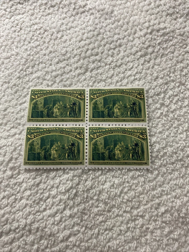 United States-(1893)-COLUMBUS,  3 Dollars-BLOCK OF 4 STAMPS-REPRODUCTION. - Image 1 of 1