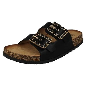 Ladies Down To Earth Chain Buckle Sandals F00450 - Picture 1 of 10