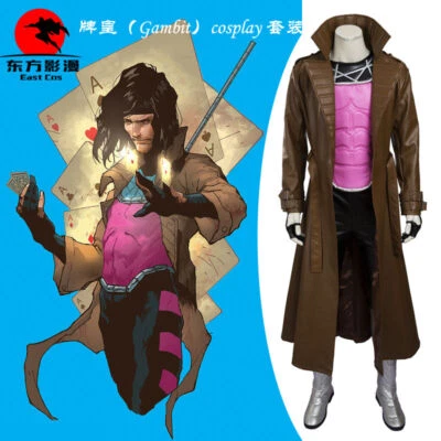 DFYM X-Men Disfraz Cosplay Gambito Remy LeBeau Hombres Ropa Disfrazada   Foto 1 de 4