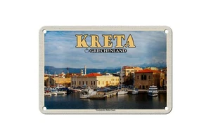 Blechschild 18 x 12 cm Reise Schild: Kreta Griechenland Venezianischer Hafen - Bild 1 von 2